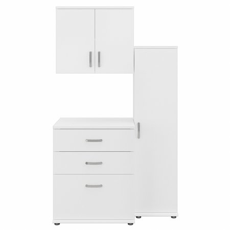 Bbf Universal 44W 3 Piece Modular Storage Set with Floor and Wall Cabinets in White UNS005WH